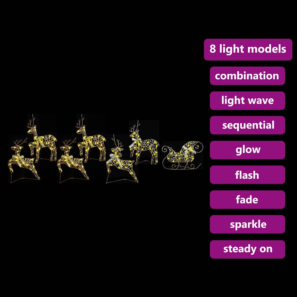 LED Rentiere 7 stk. 40 LEDs Gold 44 x 18 x 65,5 cm PET