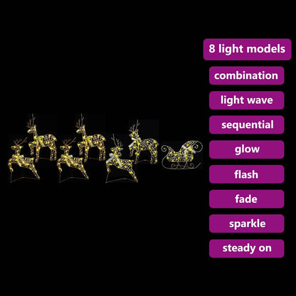 LED Rentiere 7 stk. 40 LEDs Gold 44 x 18 x 65,5 cm PET