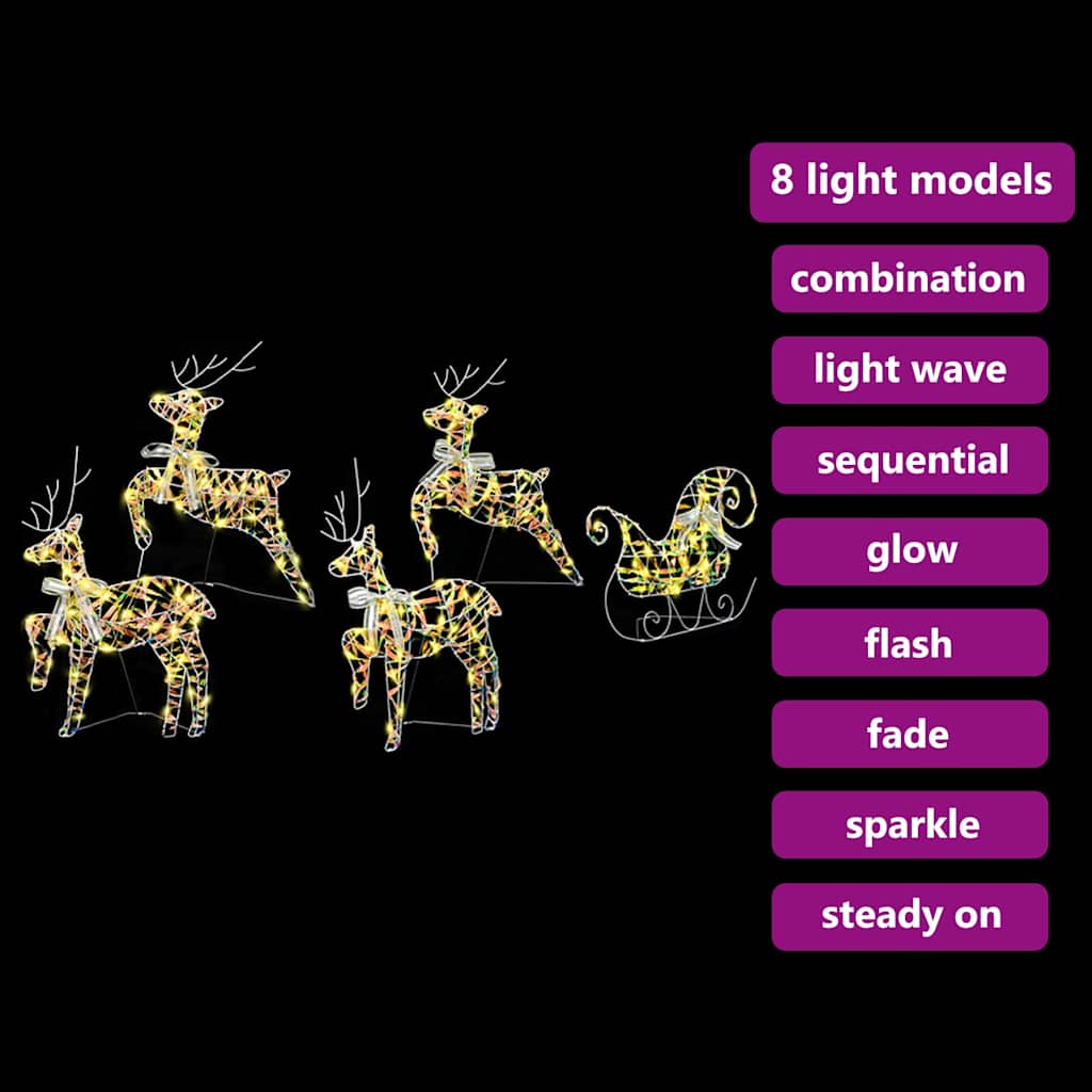 LED Rentiere 5 stk. 40 LEDs Multicolor 42 x 15 x 64 cm PET