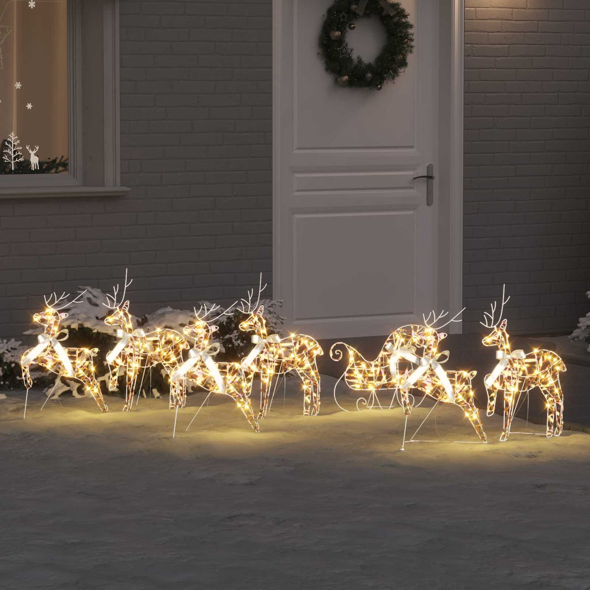 LED Rentiere 7 stk. 40 LEDs Multicolor 42 x 15 x 64 cm PET