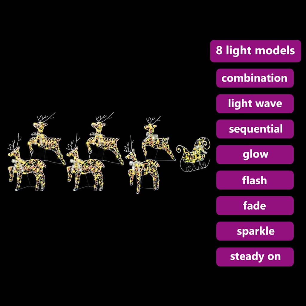 LED Rentiere 7 stk. 40 LEDs Multicolor 42 x 15 x 64 cm PET