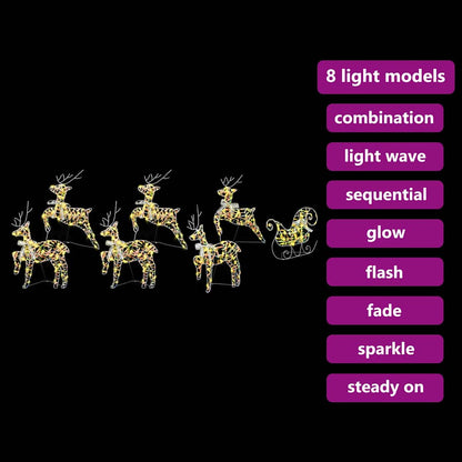 LED Rentiere 7 stk. 40 LEDs Multicolor 42 x 15 x 64 cm PET