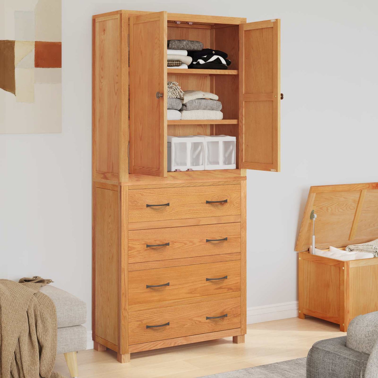 Aufbewahrungsmöbel-Set mit Regal 2 Stk. Natur 80 x 35 x 185 cm