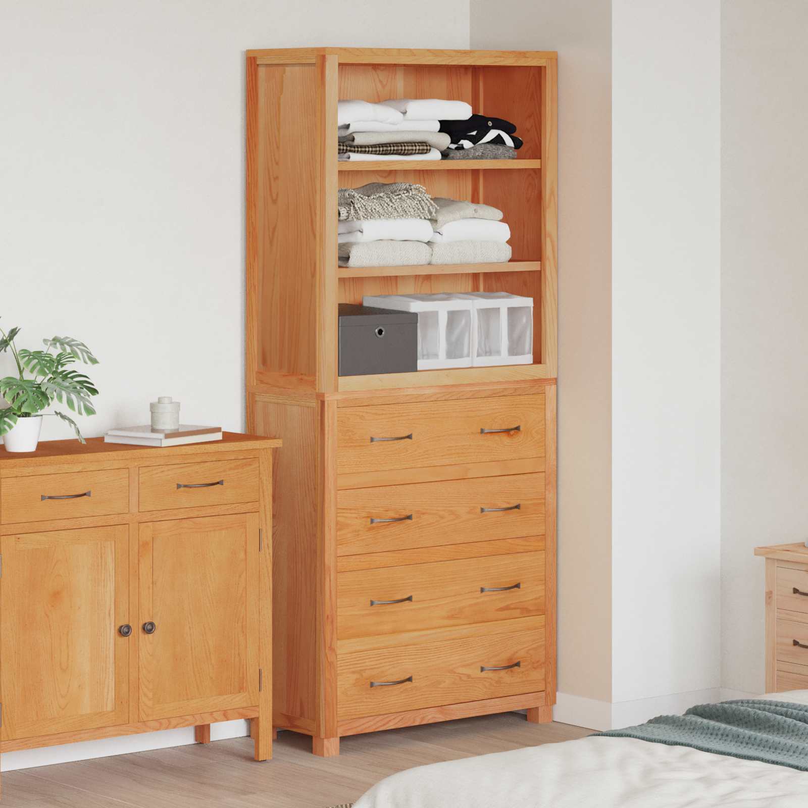 Aufbewahrungsmöbel-Set mit Regal 2 Stk. Natur 80 x 35 x 185 cm