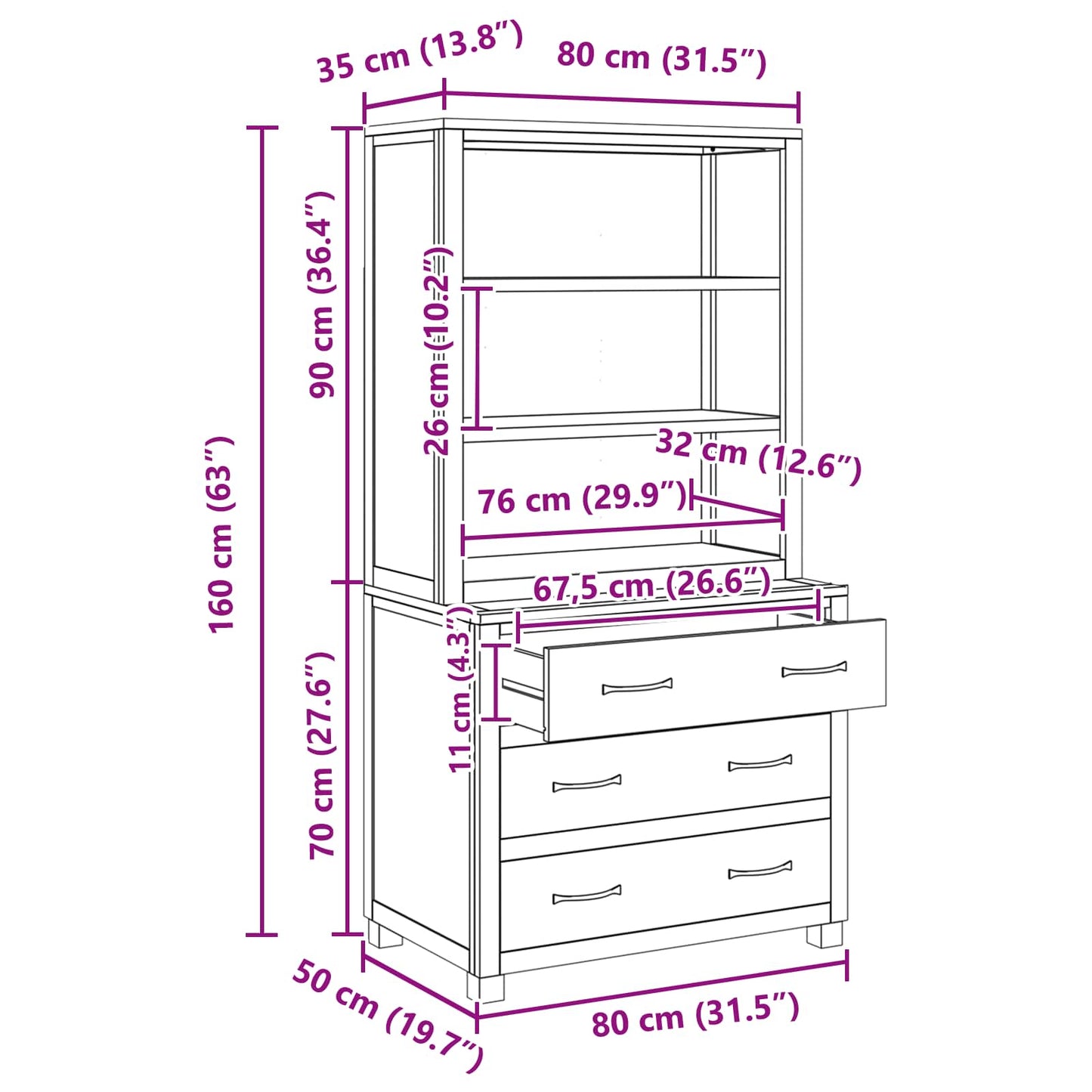 Aufbewahrungsmöbel-Set 2 Stk. Braun 80 x 50 x 160 cm