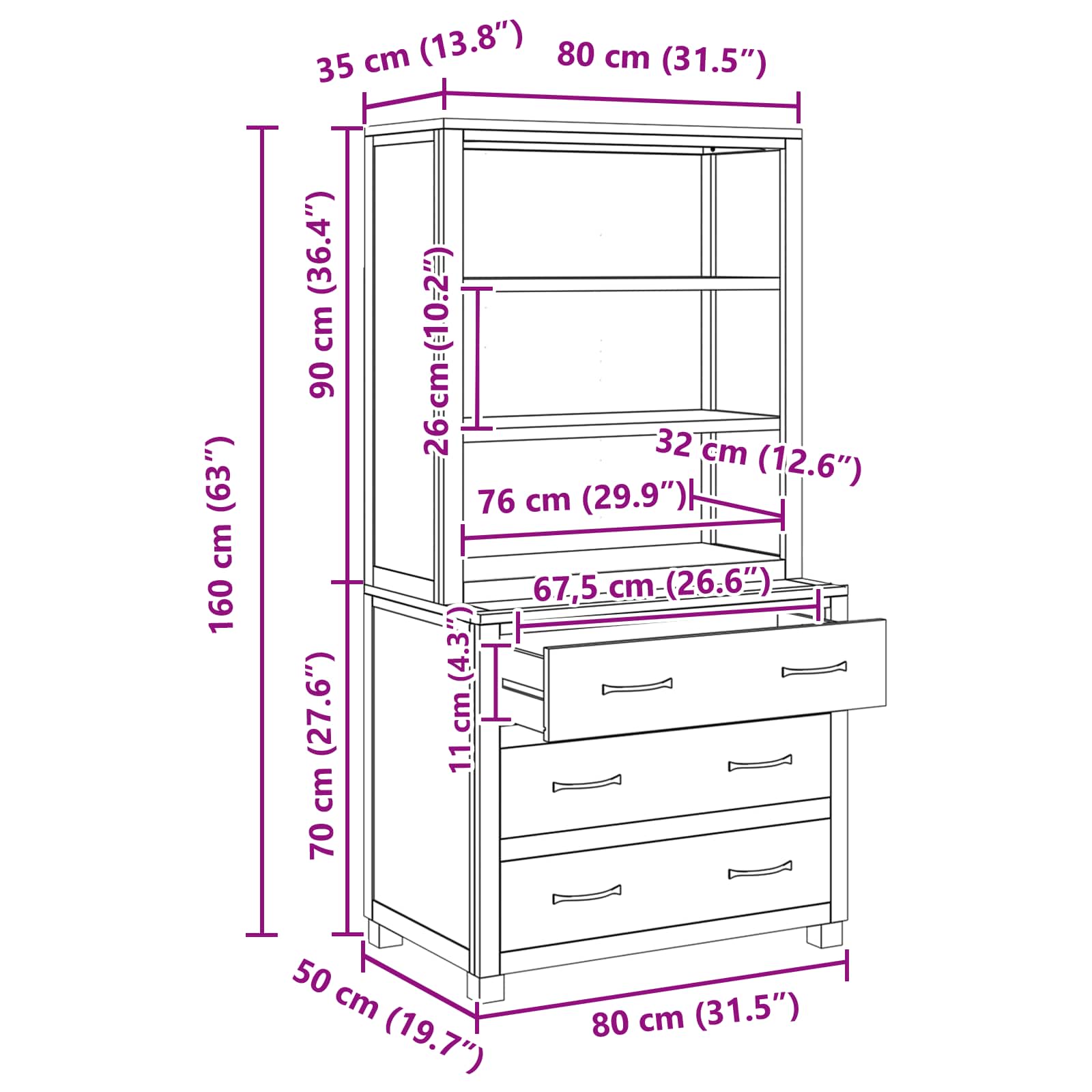 Aufbewahrungsmöbel-Set 2 Stk. Braun 80 x 50 x 160 cm