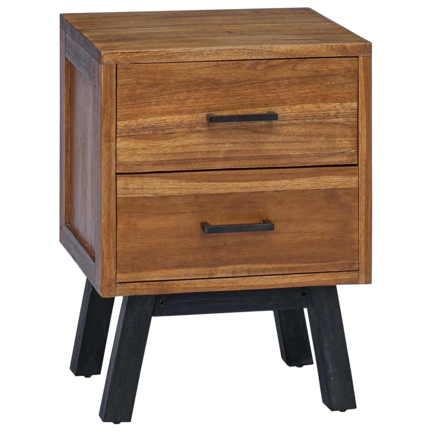 Nachttisch mit Schubladen Natur 40 x 35 x 55 cm Massivholz Teak