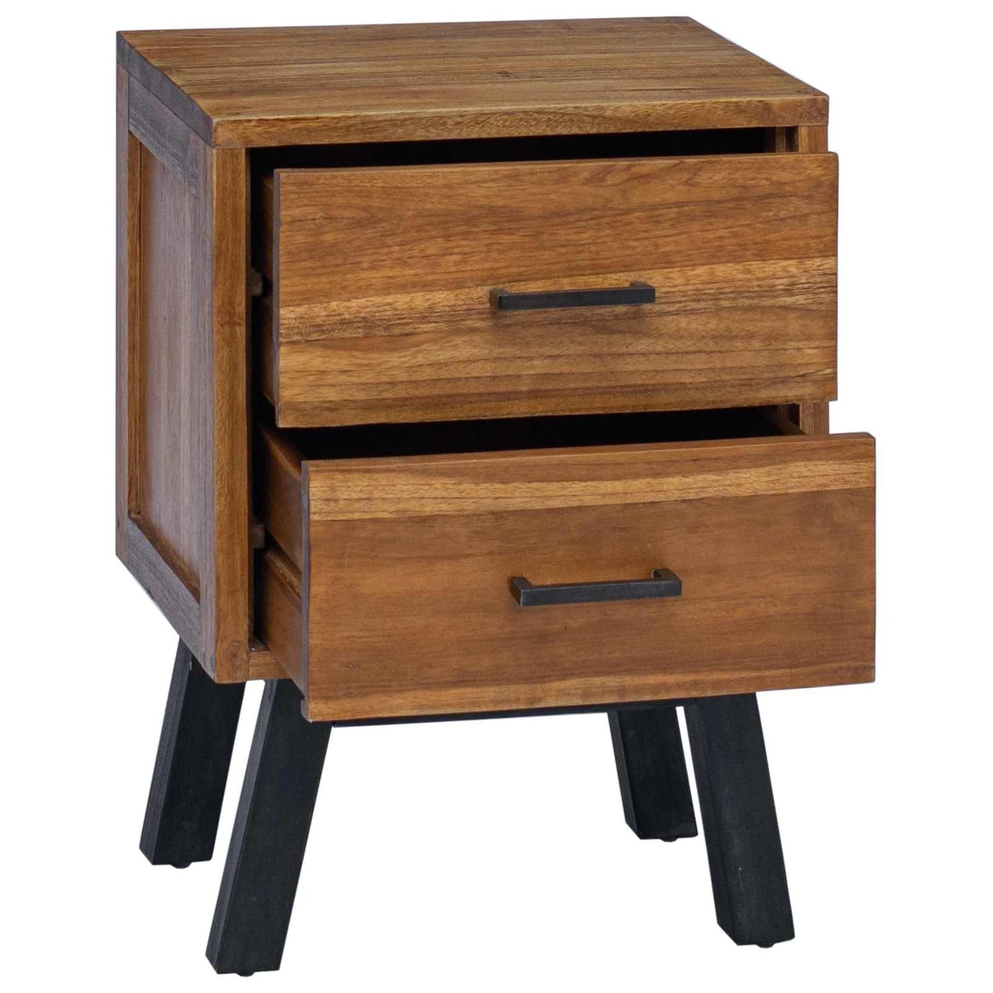 Nachttisch mit Schubladen Natur 40 x 35 x 55 cm Massivholz Teak