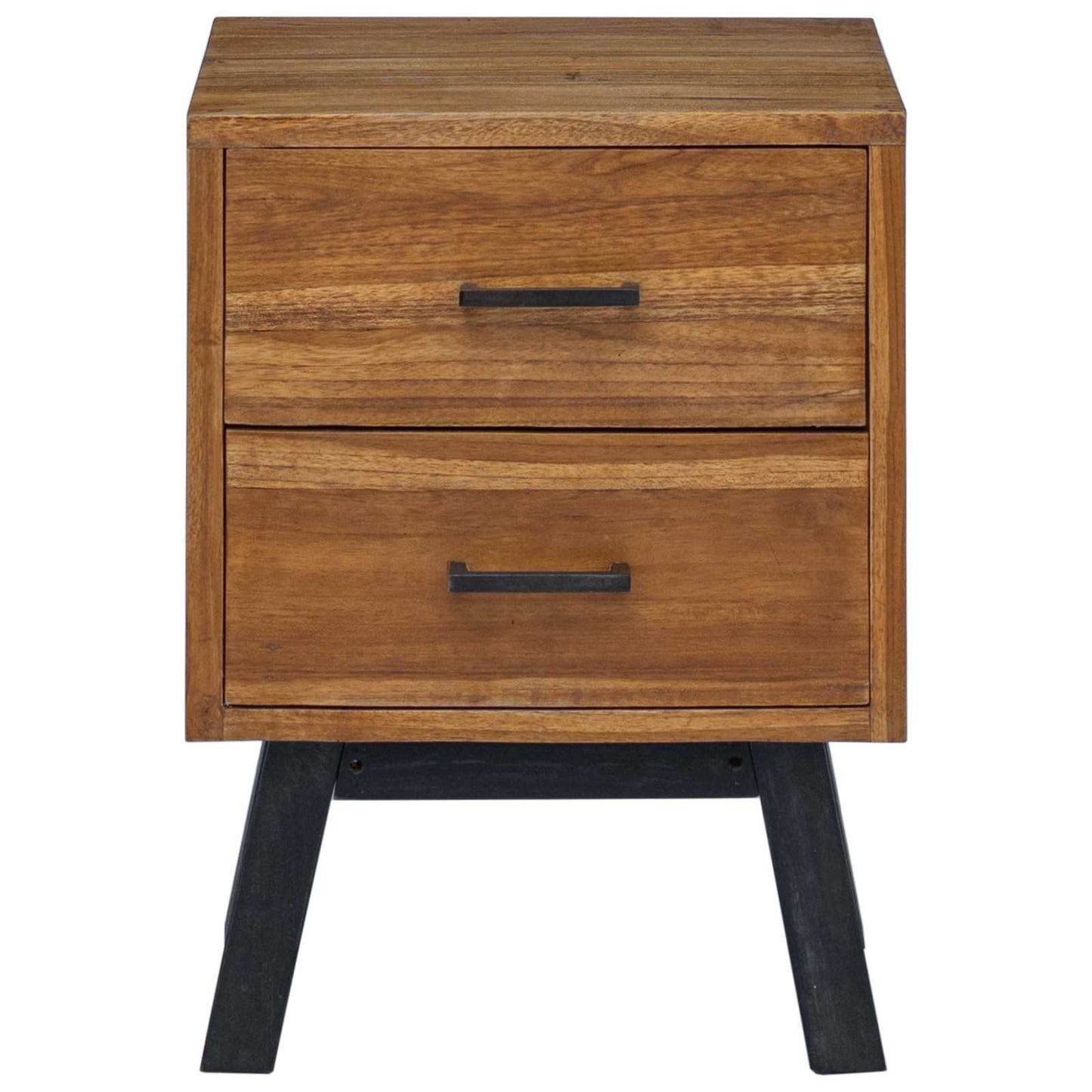 Nachttisch mit Schubladen Natur 40 x 35 x 55 cm Massivholz Teak