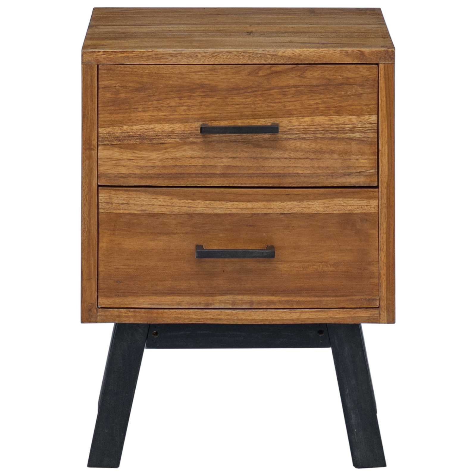 Nachttisch mit Schubladen Natur 40 x 35 x 55 cm Massivholz Teak