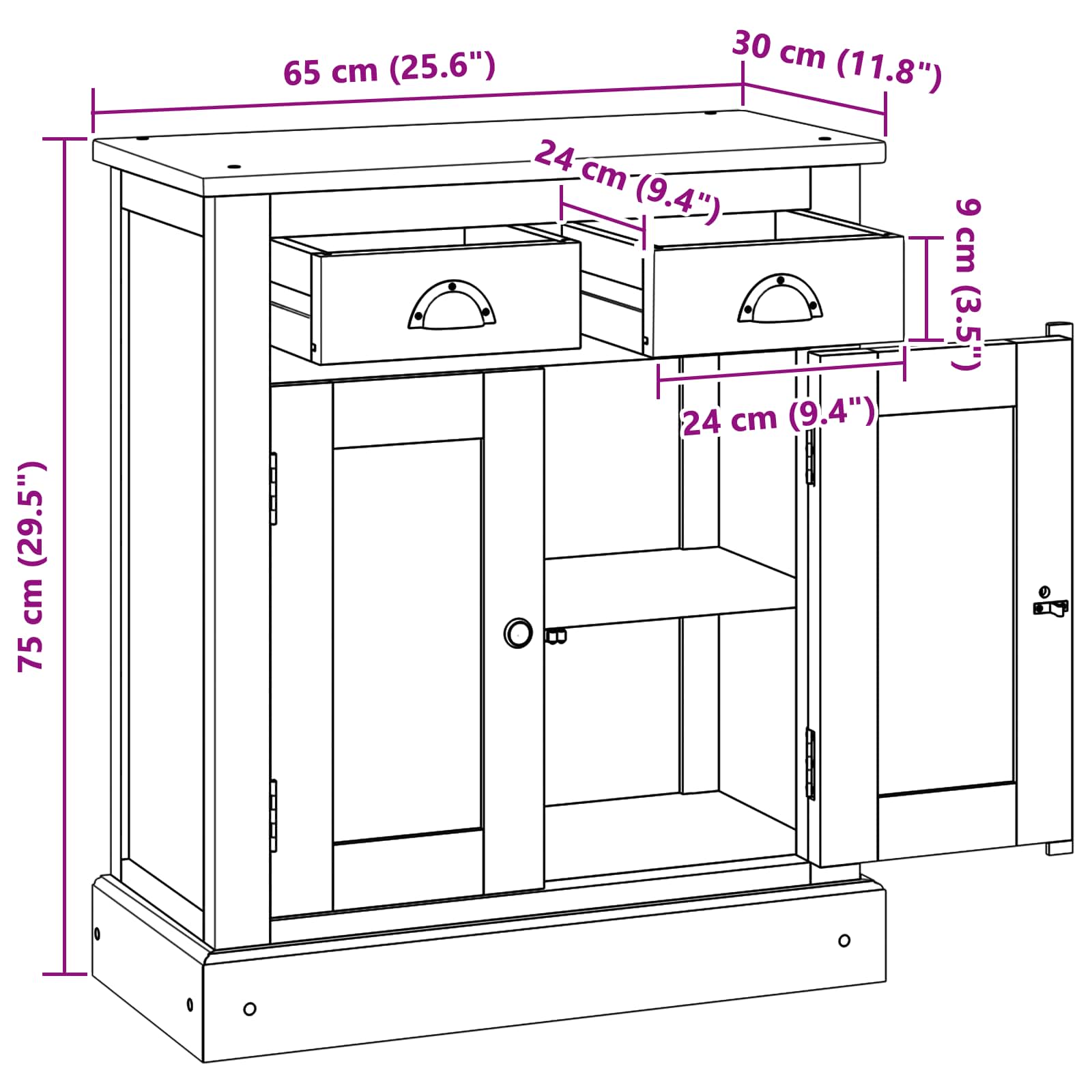 Aufbewahrungsschrank Natur 65 x 30 x 75 cm Massivholz Teak