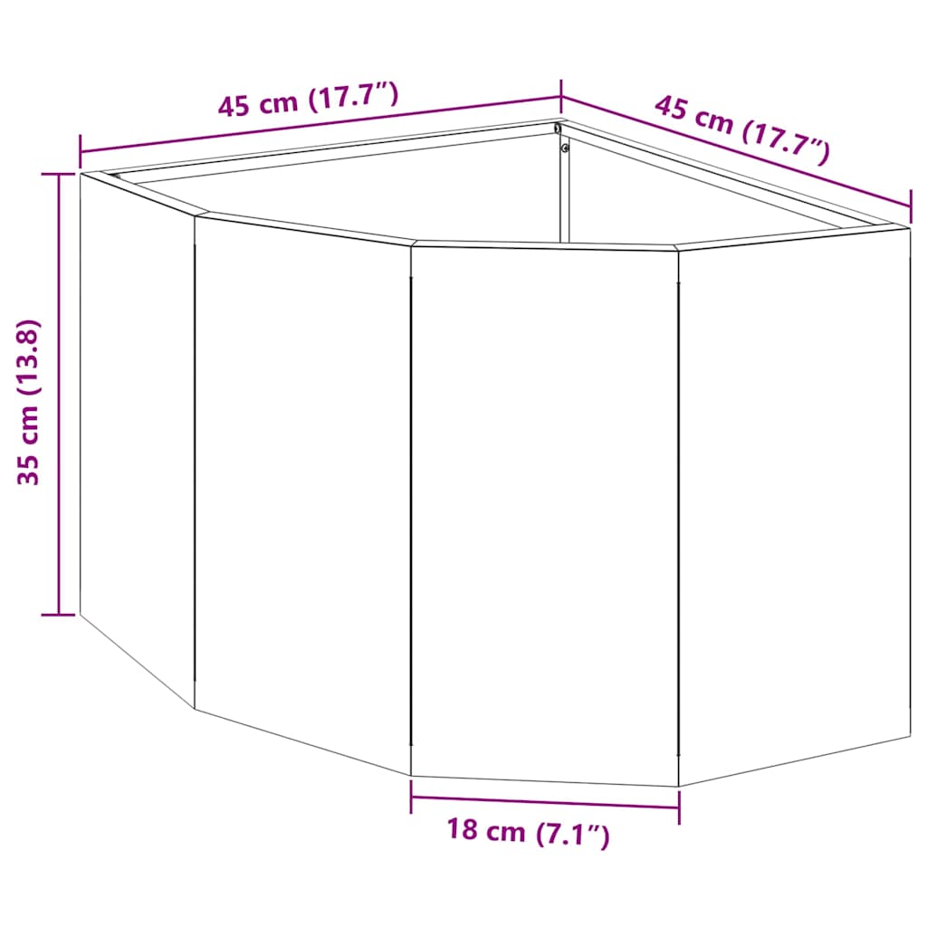 Eckpflanzer Rostoptik 45 x 45 x 35 cm Wetterfeststahl