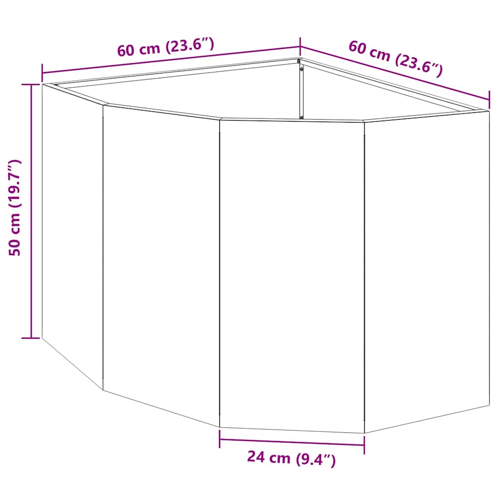Eckpflanzer Rostoptik 60 x 60 x 50 cm Wetterfeststahl