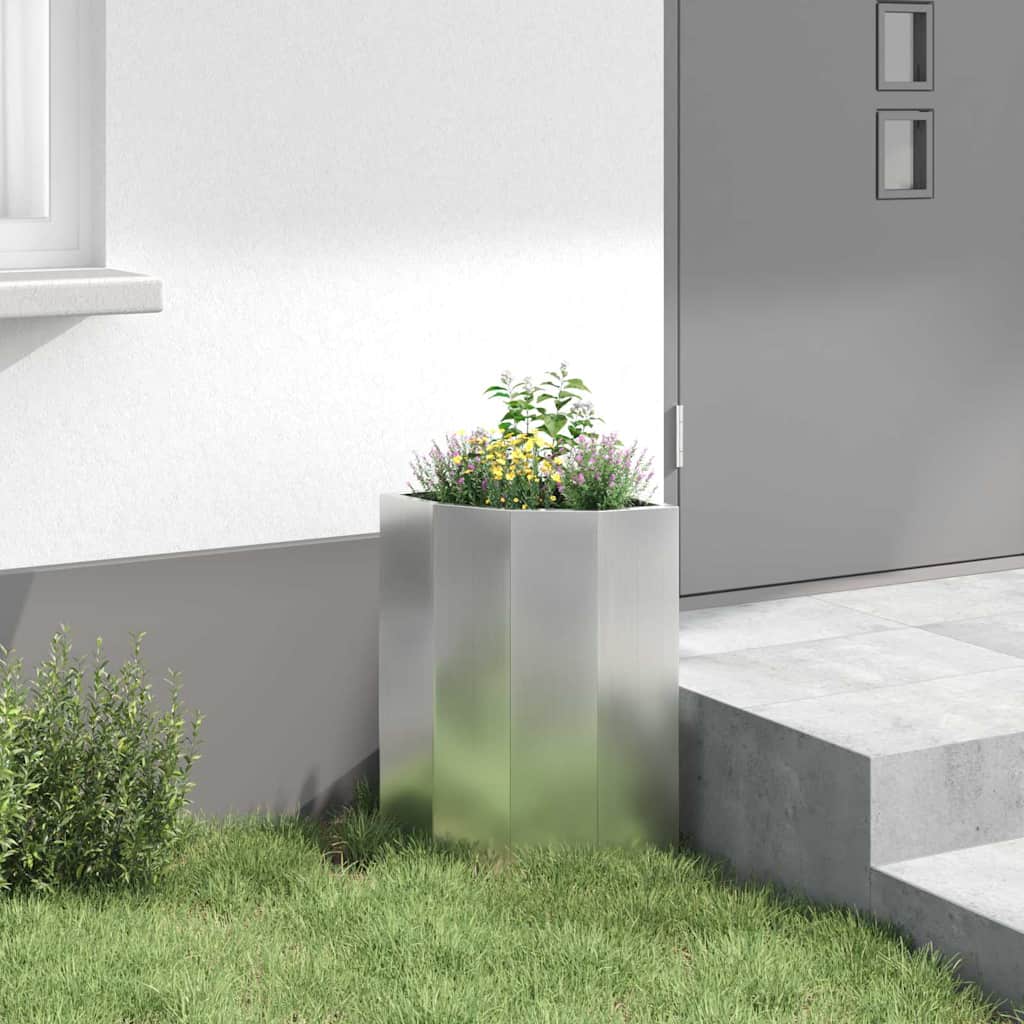 Eckpflanzer Silber 30 x 30 x 50 cm Verzinkter Stahl