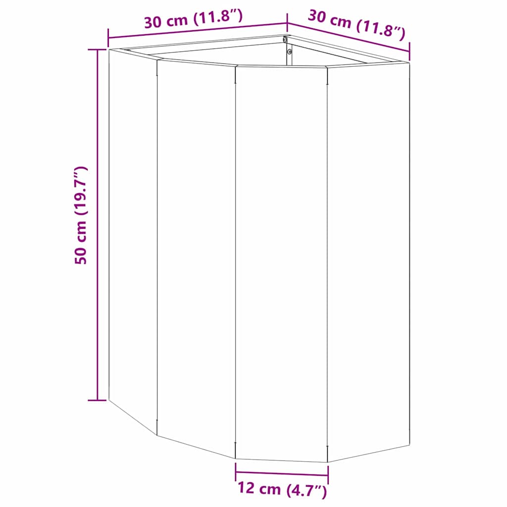 Eckpflanzer Silber 30 x 30 x 50 cm Verzinkter Stahl