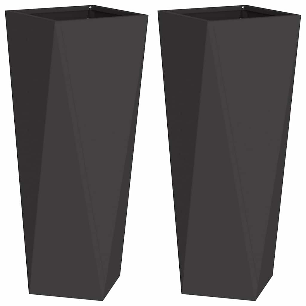 Pflanzkübel 2 Stk. Schwarz 30 x 30 x 75 cm Stahl
