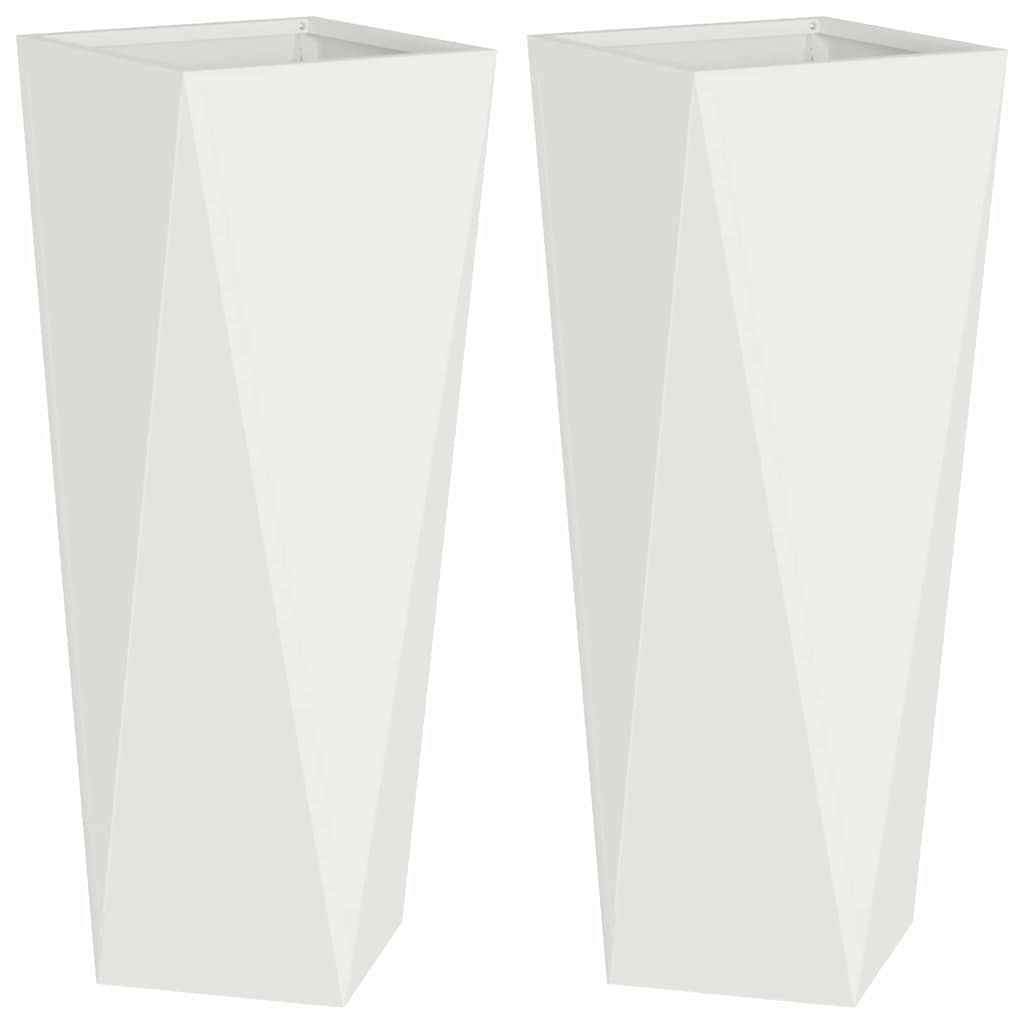 Pflanzkübel 2 Stk. Weiß 30 x 30 x 75 cm Stahl