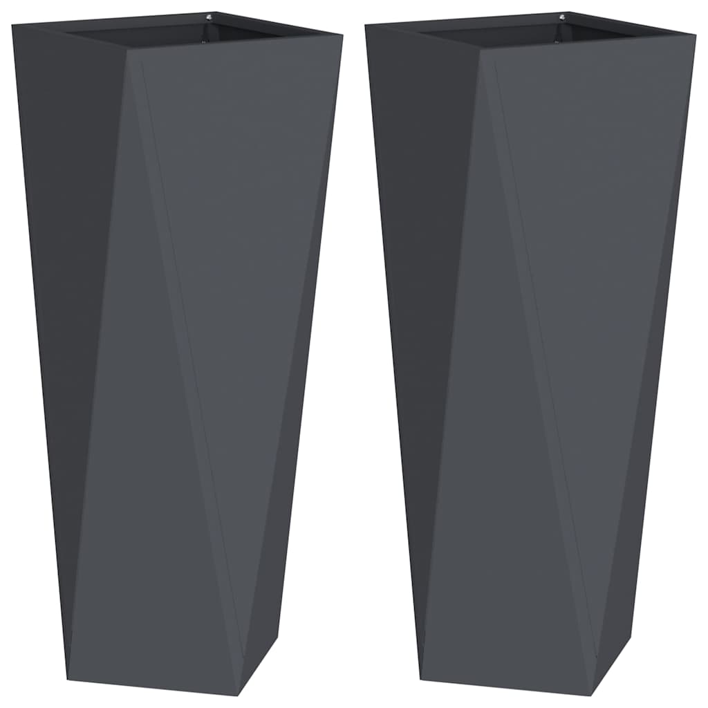 Pflanzkübel 2 Stk. Anthrazit 30 x 30 x 75 cm Stahl