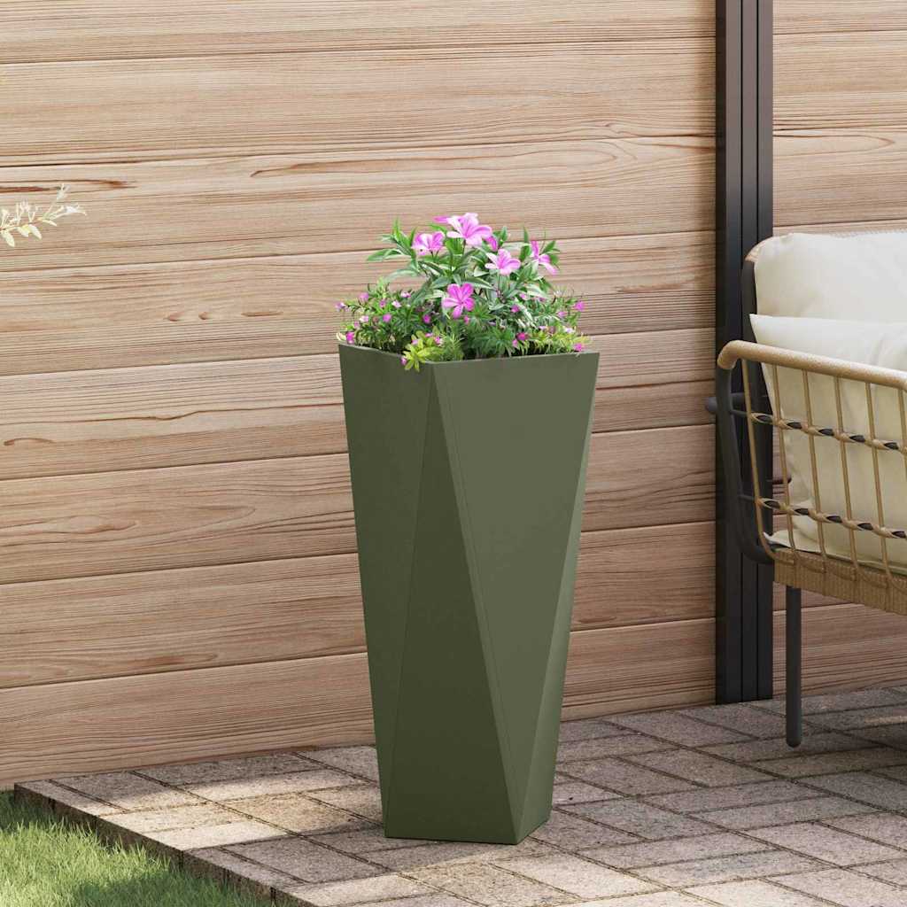 Pflanzkübel Olive Grün 30 x 30 x 75 cm Stahl