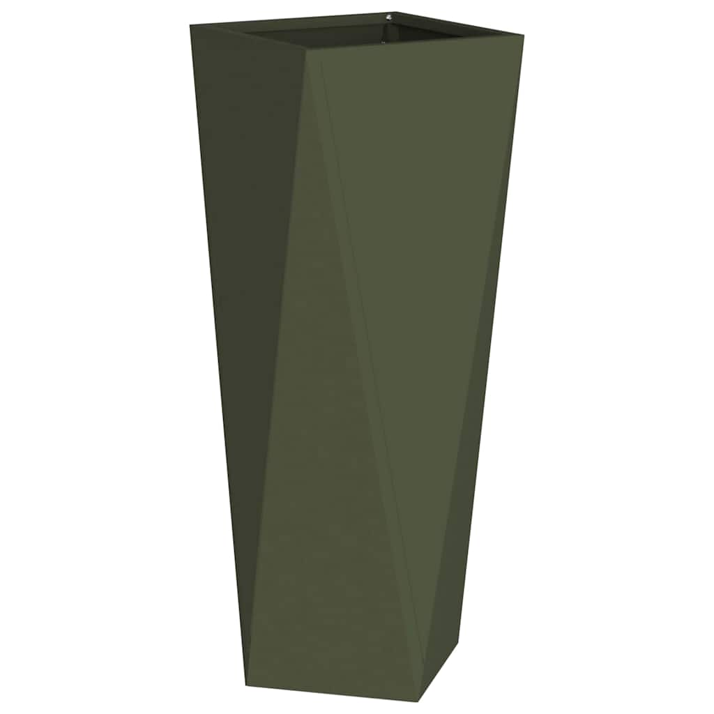 Pflanzkübel 2 Stk. Olive Grün 30 x 30 x 75 cm Stahl