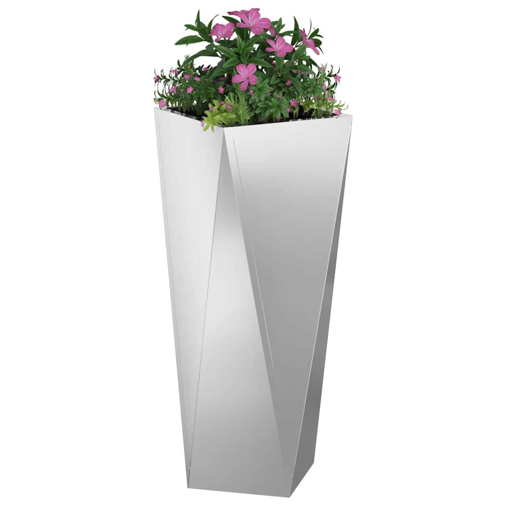 Pflanzkübel 2 Stk. Silber 30 x 30 x 75 cm Verzinkter Stahl