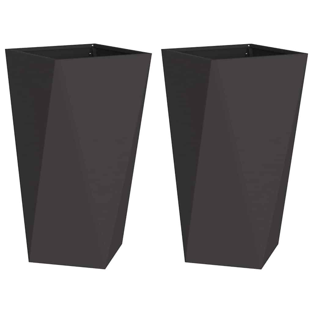 Pflanzkübel 2 Stk. Schwarz 40 x 40 x 75 cm Stahl