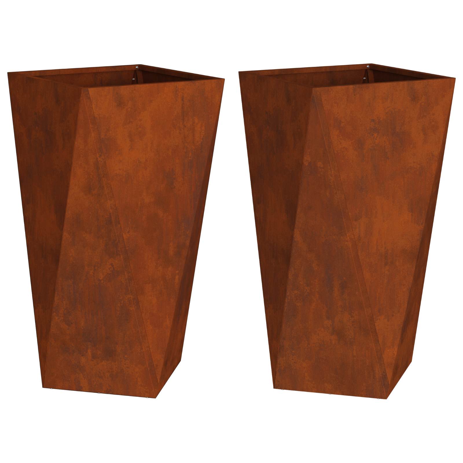 Pflanzkübel 2 Stk. Rostig 40 x 40 x 75 cm Wetterfeststahl