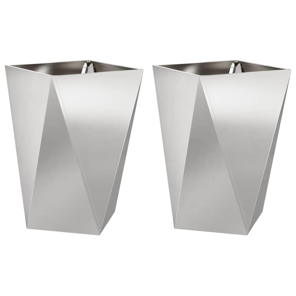 Pflanzkübel 2 Stk. Silber 50 x 50 x 75 cm Edelstahl