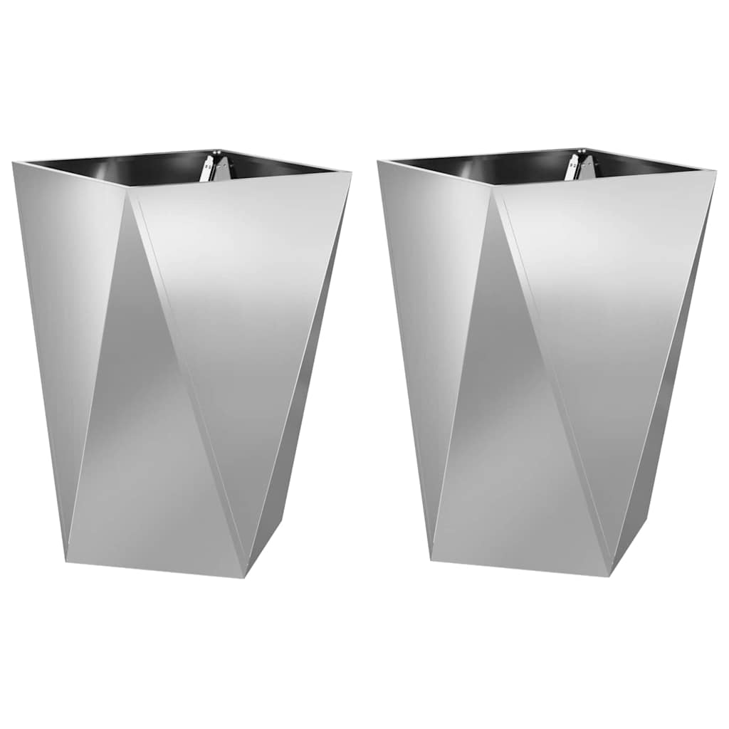 Pflanzkübel 2 Stk. Silber 50 x 50 x 75 cm Verzinkter Stahl