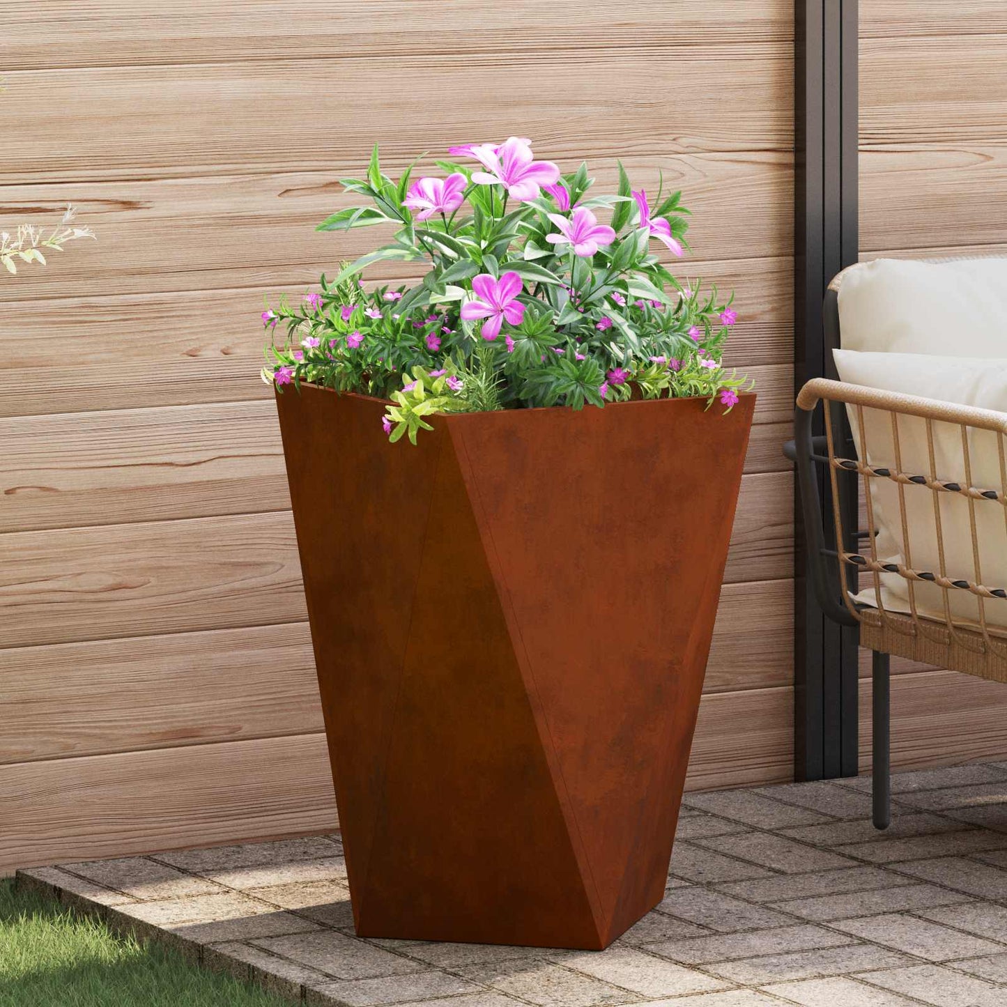 Pflanzkübel 2 Stk. Rostig 50 x 50 x 75 cm Wetterfeststahl