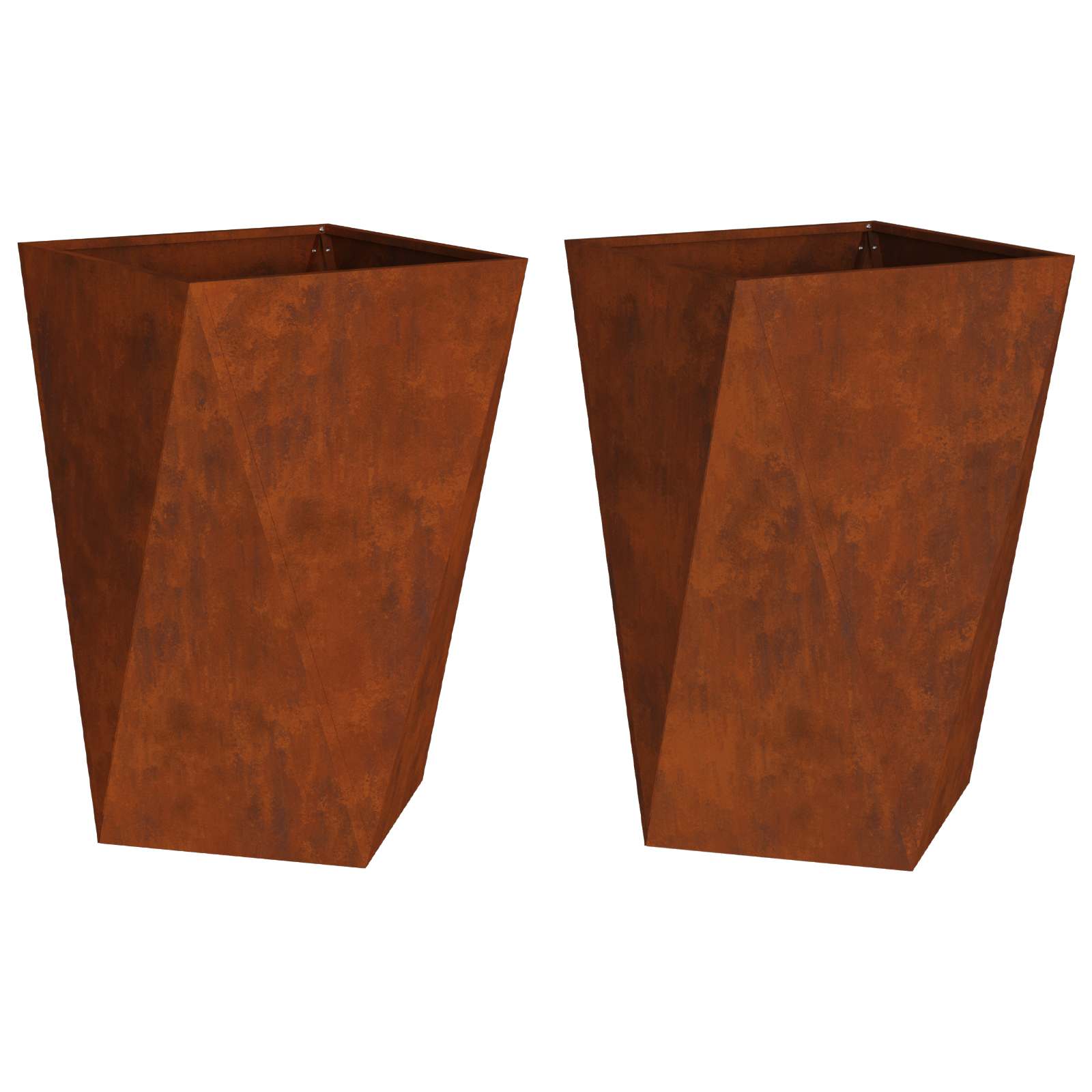 Pflanzkübel 2 Stk. Rostig 50 x 50 x 75 cm Wetterfeststahl