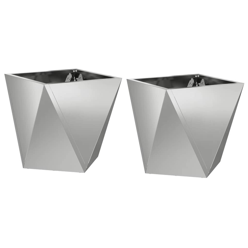 Pflanzkübel 2 Stk. Silber 30 x 30 x 30 cm Verzinkter Stahl