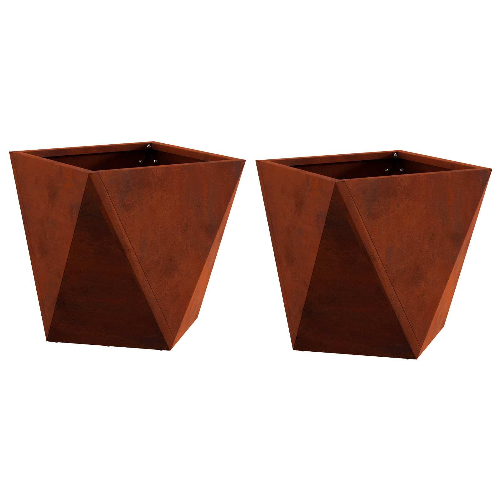 Pflanzkübel 2 Stk. Rostig 30 x 30 x 30 cm Wetterfeststahl