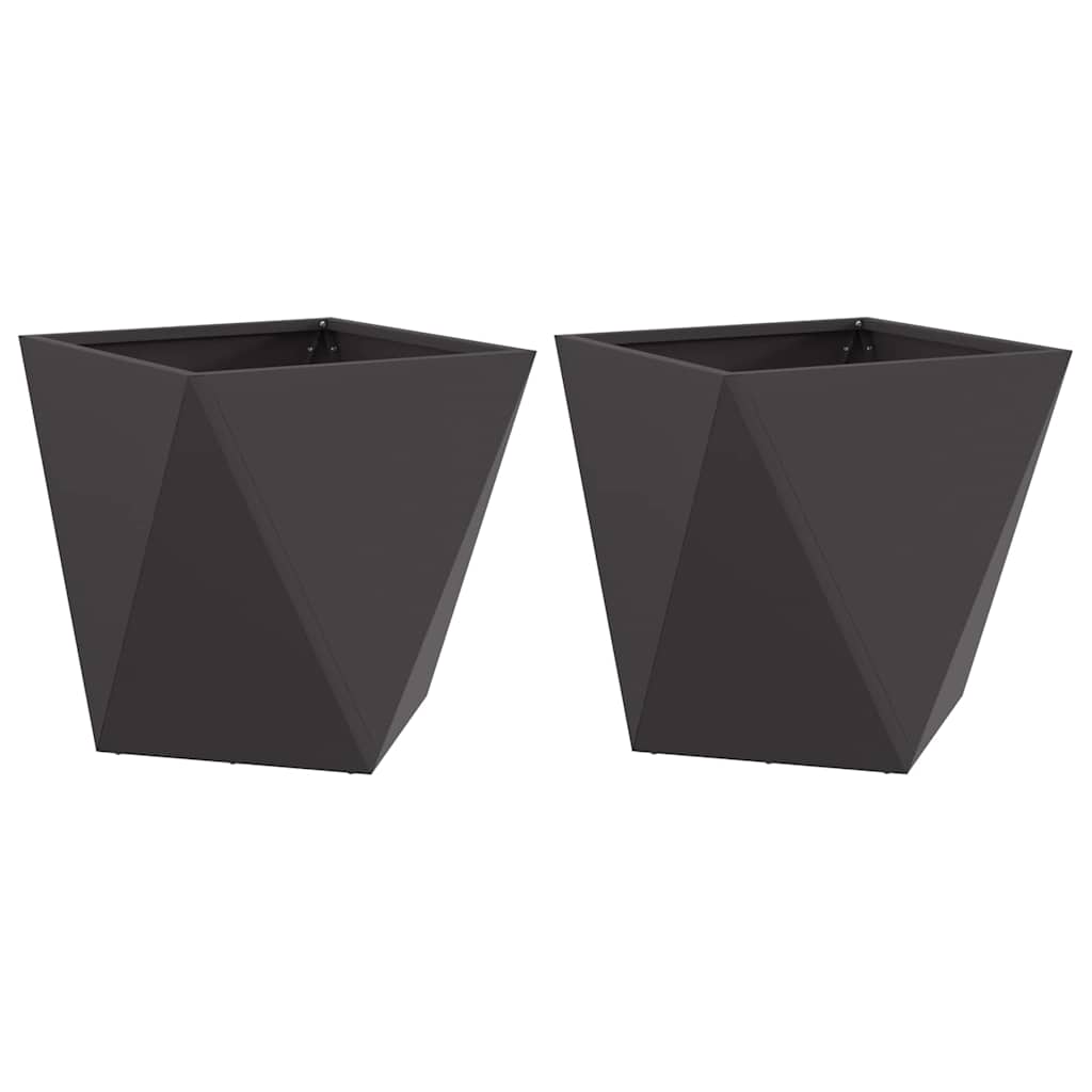 Pflanzkübel 2 Stk. Schwarz 40 x 40 x 40 cm Stahl