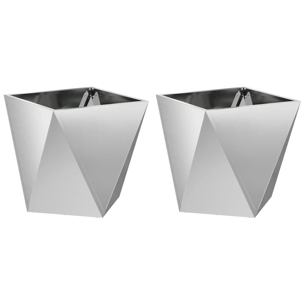 Pflanzkübel 2 Stk. Silber 40 x 40 x 40 cm Verzinkter Stahl