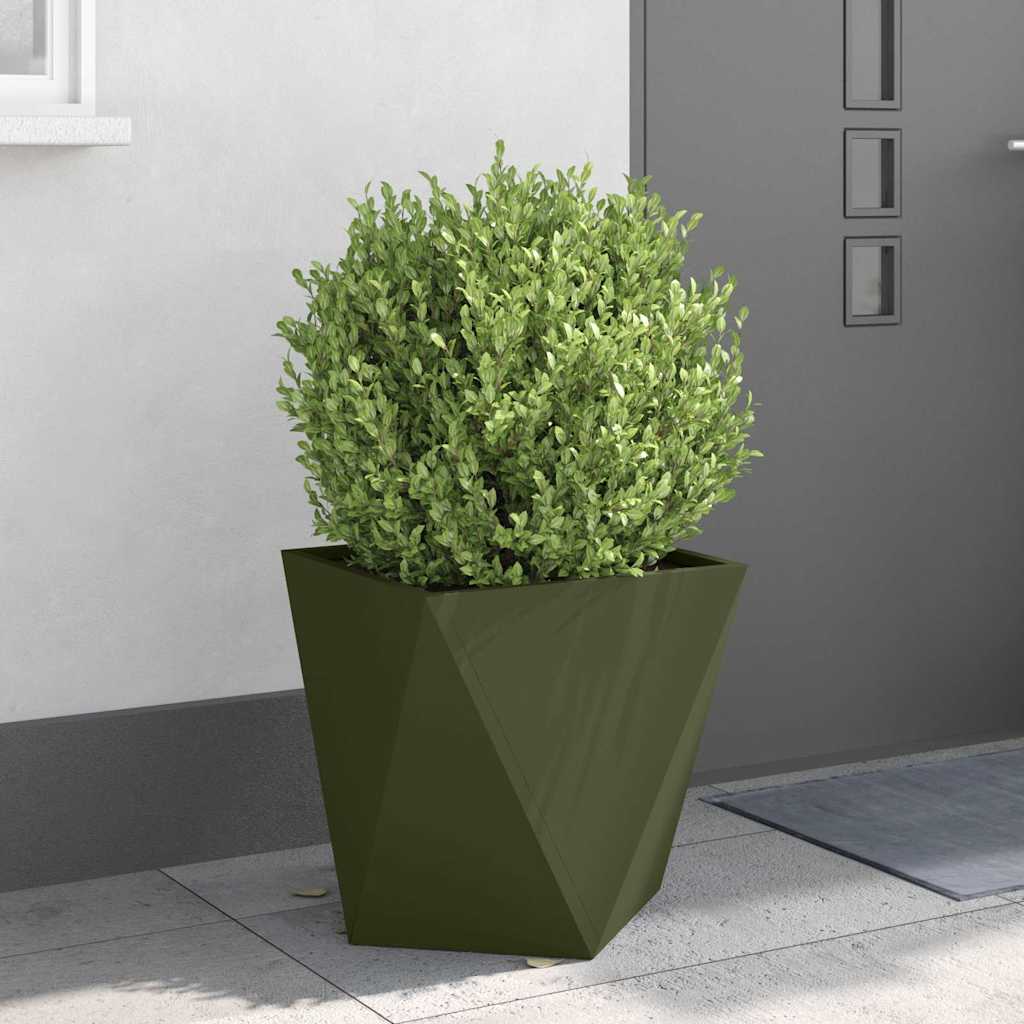 Pflanzkübel 2 Stk. Olive Grün 50 x 50 x 50 cm Stahl