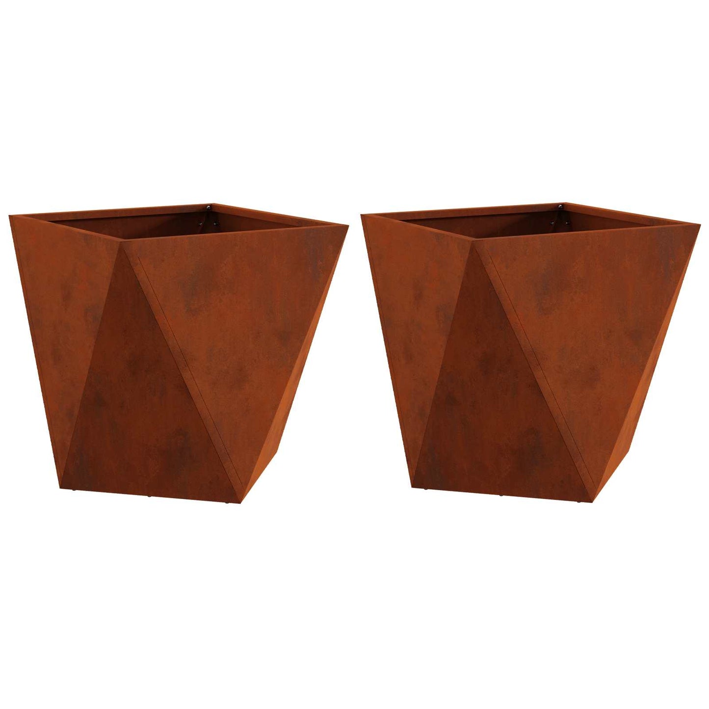 Pflanzkübel 2 Stk. Rostig 50 x 50 x 50 cm Wetterfeststahl