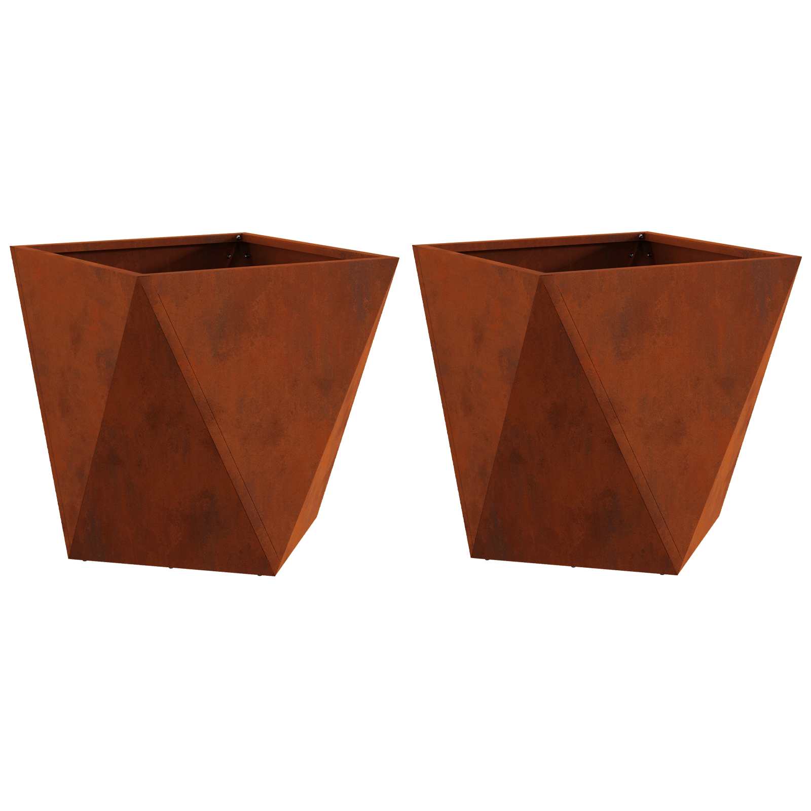 Pflanzkübel 2 Stk. Rostig 50 x 50 x 50 cm Wetterfeststahl