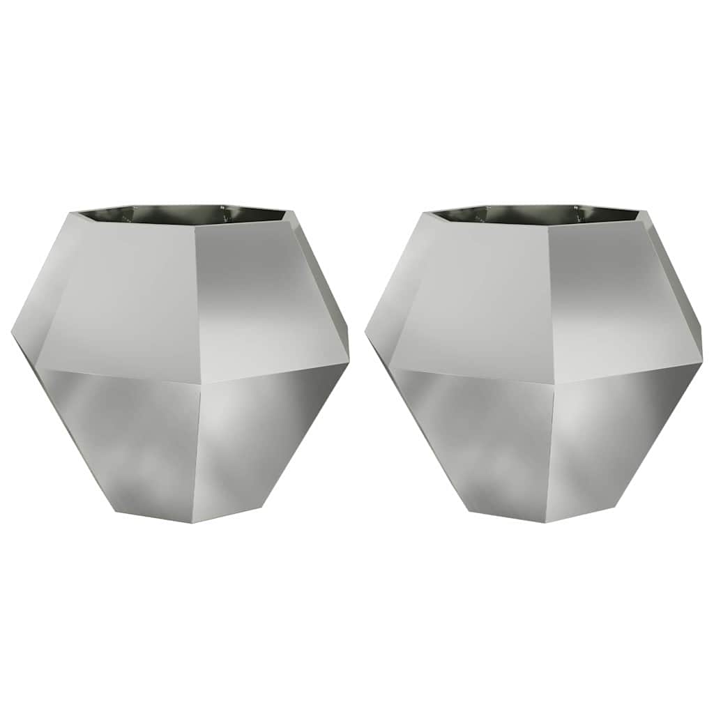 Pflanzkübel 2 Stk. Silber 100 x 100 x 80 cm Verzinkter Stahl