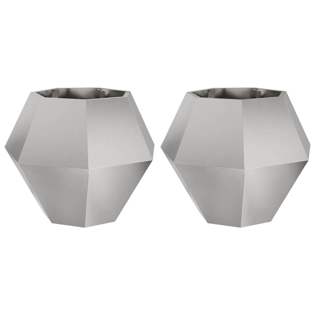 Pflanzkübel 2 Stk. Silber 75 x 75 x 60 cm Edelstahl