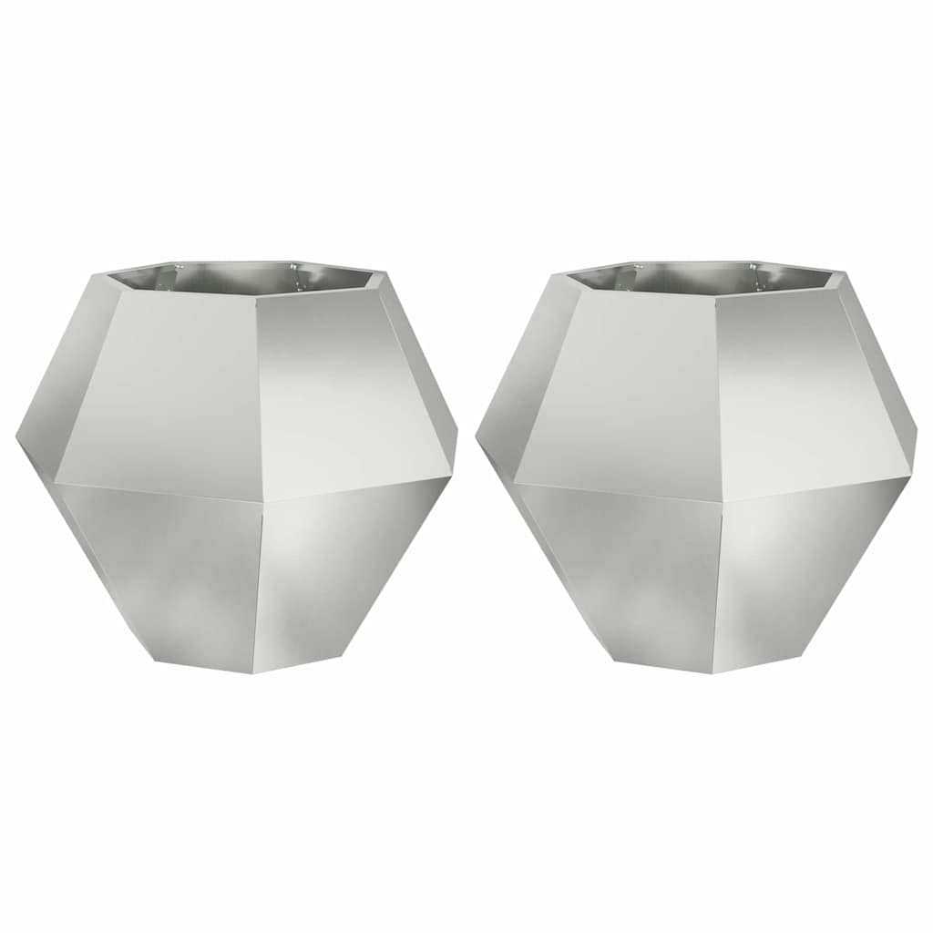 Pflanzkübel 2 Stk. Silber 75 x 75 x 60 cm Verzinkter Stahl
