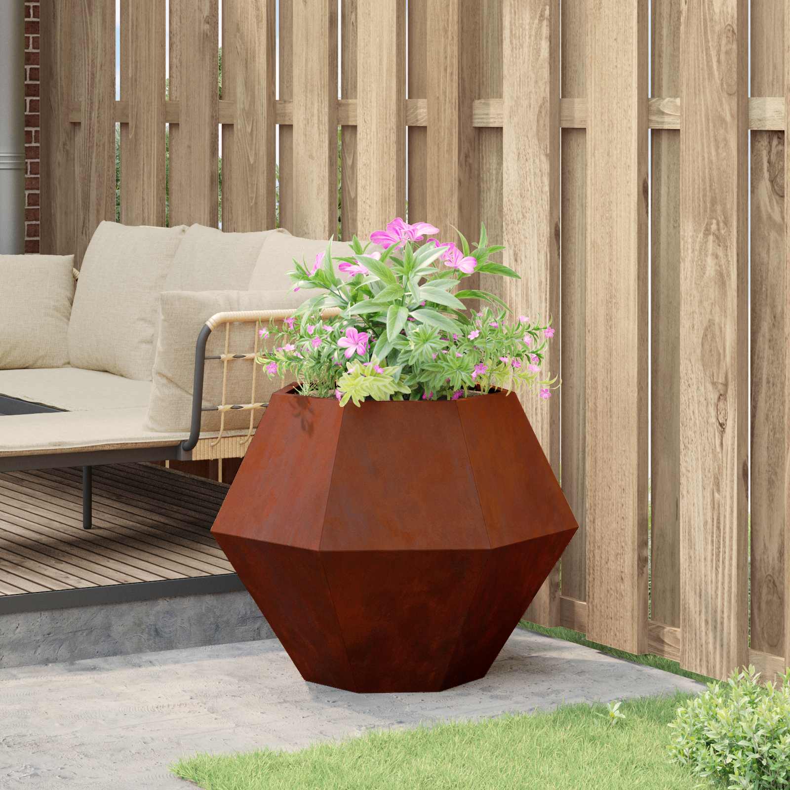 Pflanzkübel Rostoptik 75 x 75 x 60 cm Wetterfeststahl