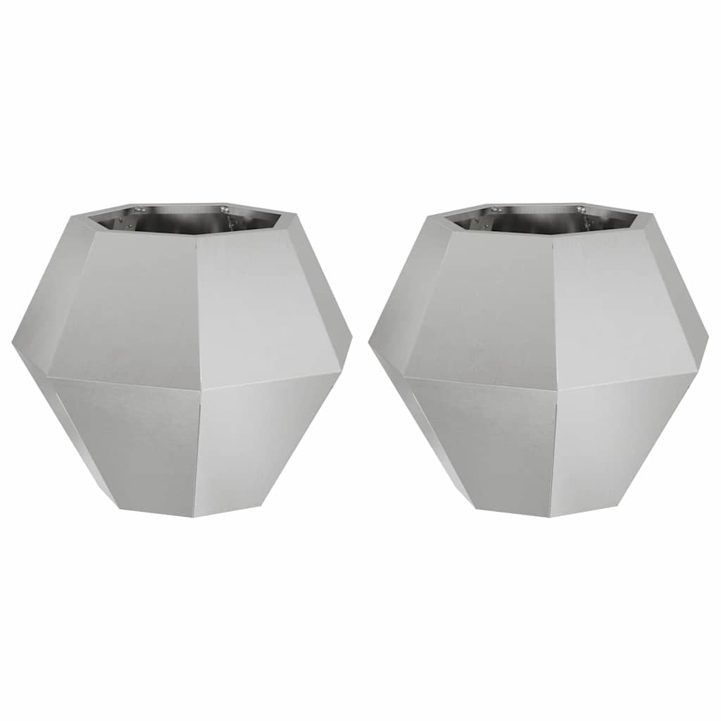 Pflanzkübel 2 Stk. Silber 50 x 50 x 40 cm Edelstahl