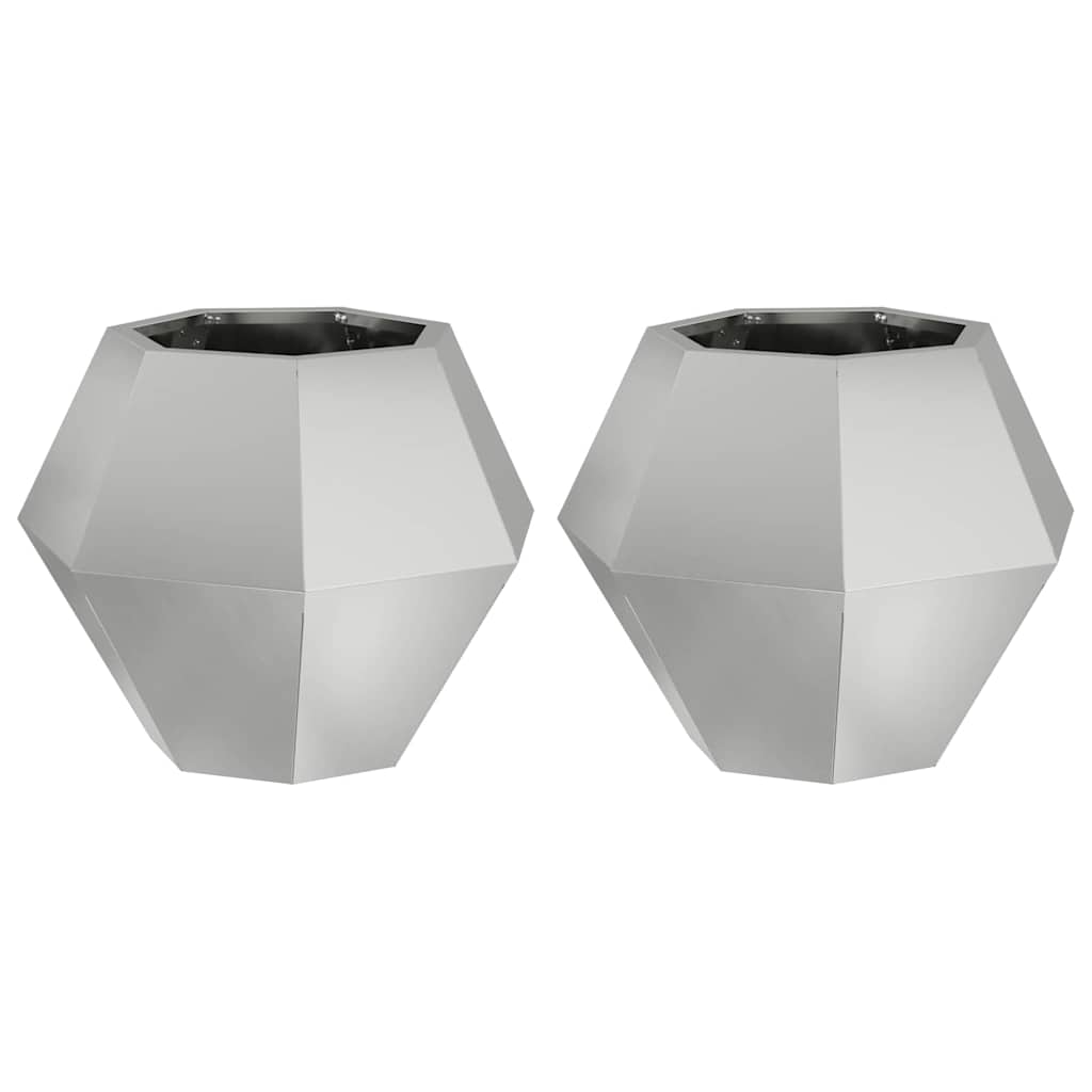 Pflanzkübel 2 Stk. Silber 50 x 50 x 40 cm Verzinkter Stahl