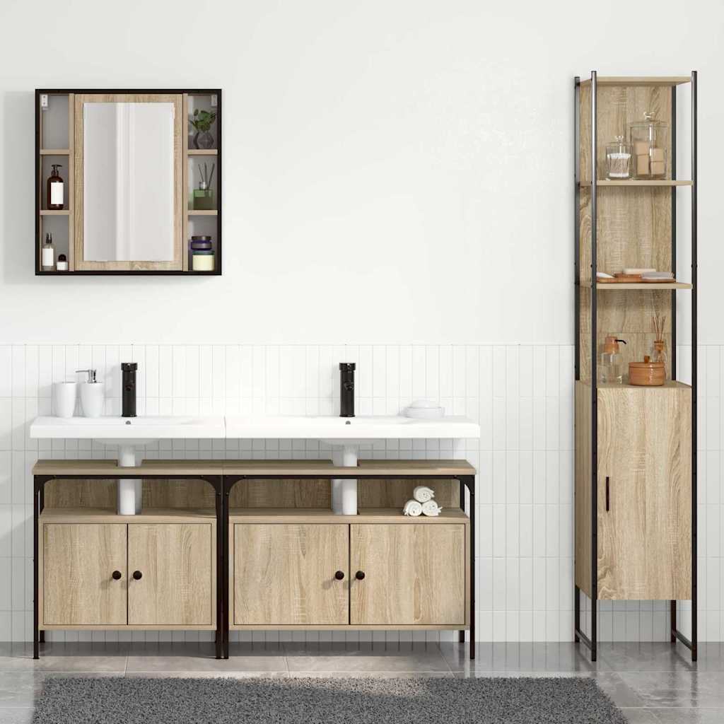 Badezimmermöbel-Set 4 stk. Sonoma-Eiche 33 x 33 x 185,5 cm