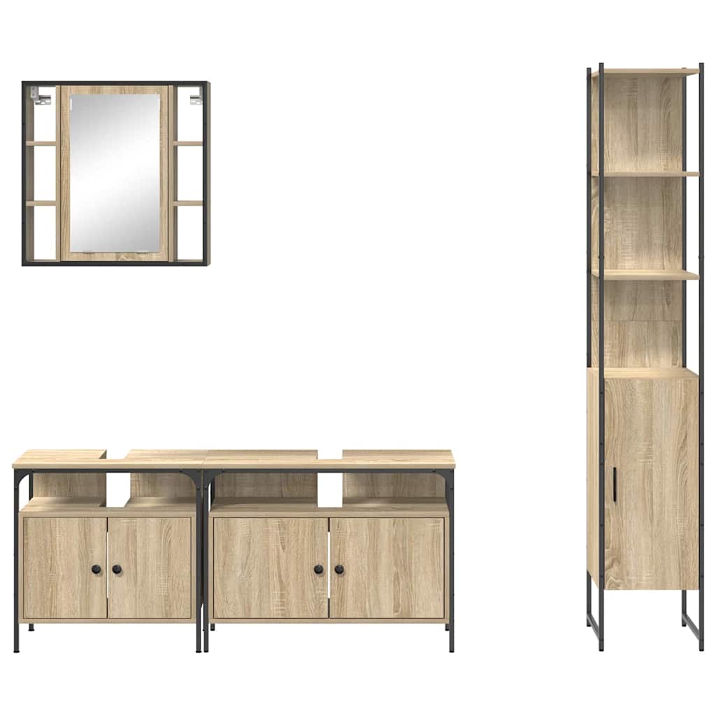 Badezimmermöbel-Set 4 stk. Sonoma-Eiche 33 x 33 x 185,5 cm
