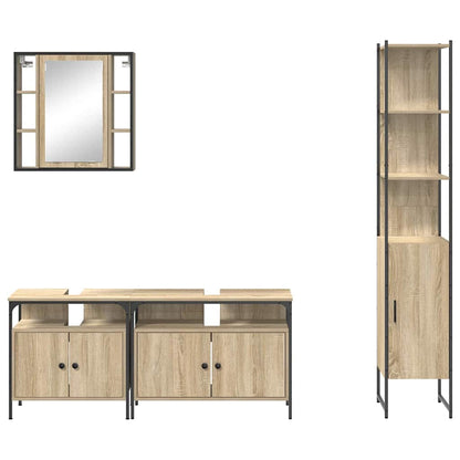 Badezimmermöbel-Set 4 stk. Sonoma-Eiche 33 x 33 x 185,5 cm
