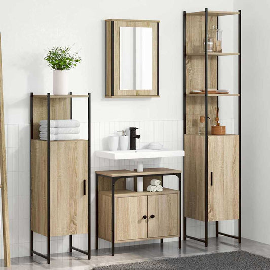 Badezimmermöbel-Set 4 stk. Sonoma-Eiche 33 x 33 x 185,5 cm