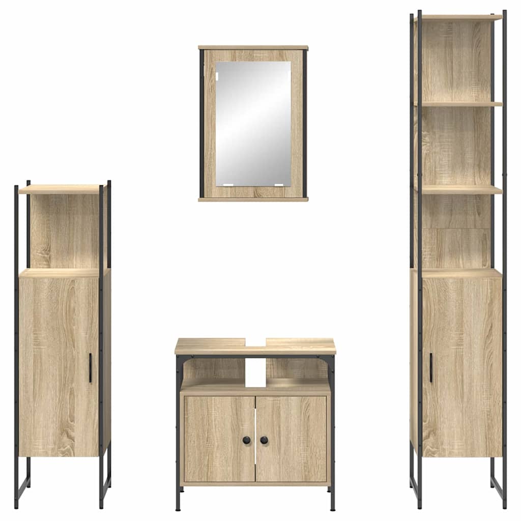 Badezimmermöbel-Set 4 stk. Sonoma-Eiche 33 x 33 x 185,5 cm