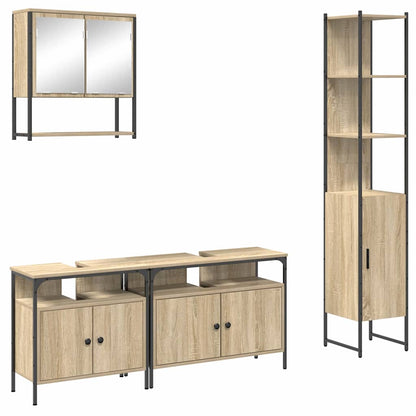 Badezimmermöbel-Set 4 Stk. Sonoma-Eiche Holzwerkstoff
